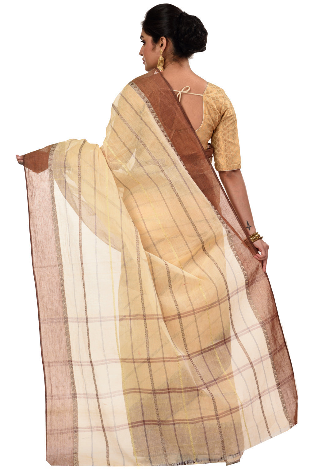 Brown Pure Cotton Boysko Tant Saree (426)